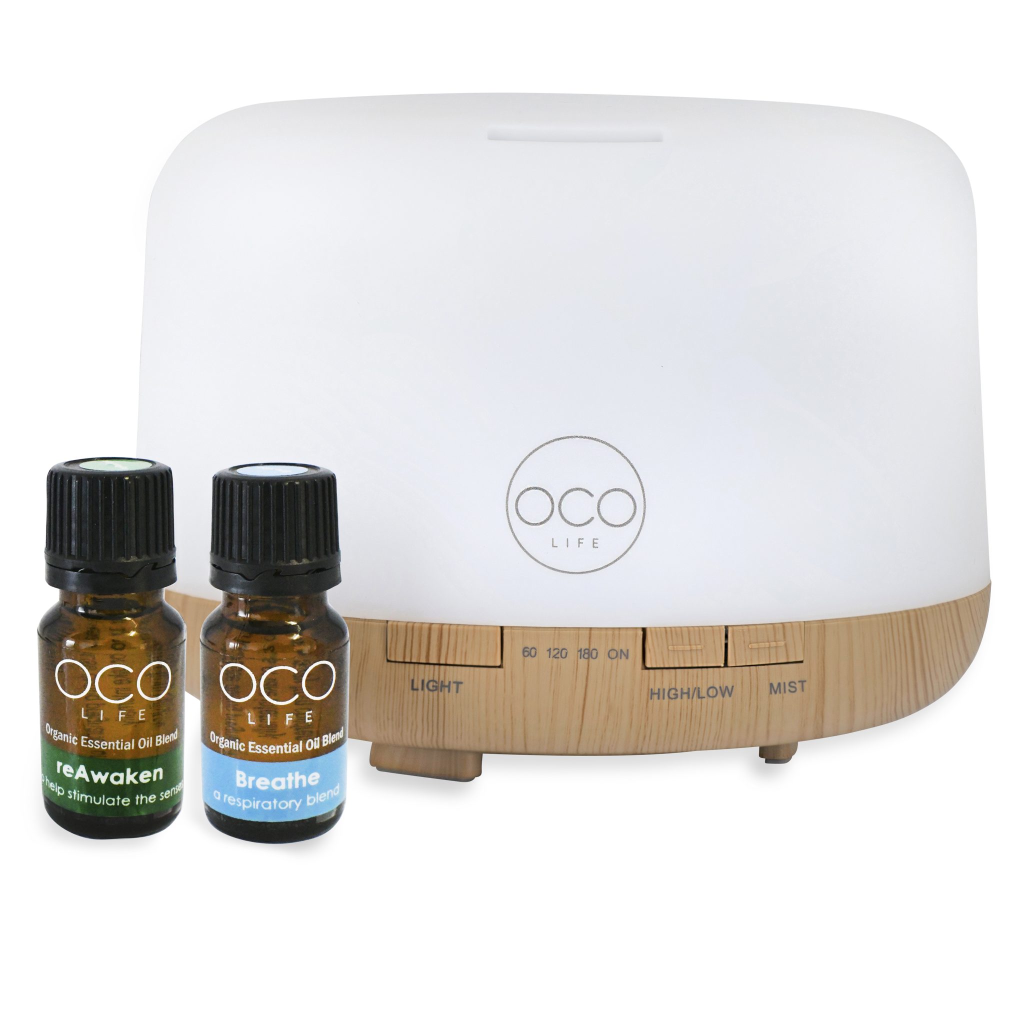OCO Life 500ml Cool Mist Ultrasonic Aroma Diffuser with 2 Oil Blends (10ml) - Image 4