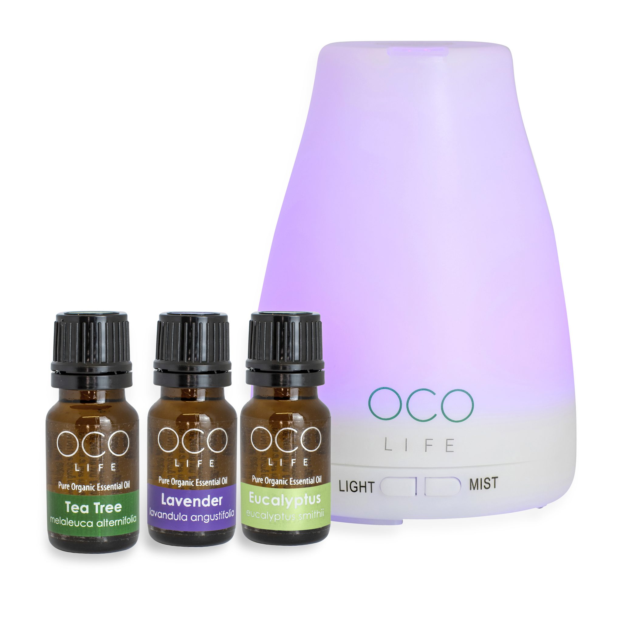 OCO Life Ultrasonic Diffuser, Humidifier and Purifier 120ml with 3 x 100% Pure Essential Oils 10mls - Image 3
