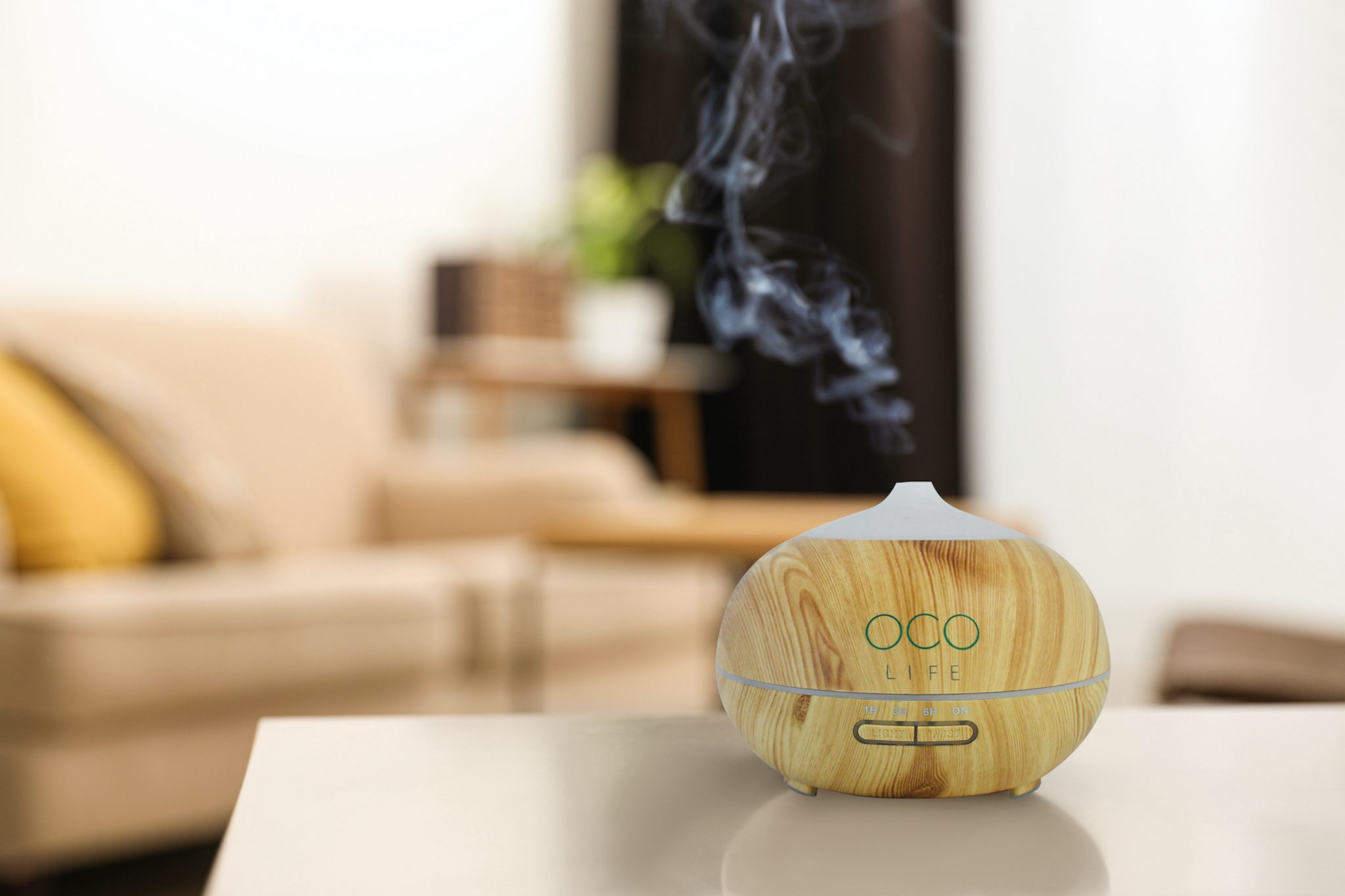 BEST SELLING OCO Life Light Wood Grain Ultrasonic Diffuser 400ml with Home Essentials Kit 3 Oils - Image 7