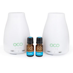 2 x OCO Life Ultrasonic Diffusers and Purifier 120ml with 2 Oil Blends
