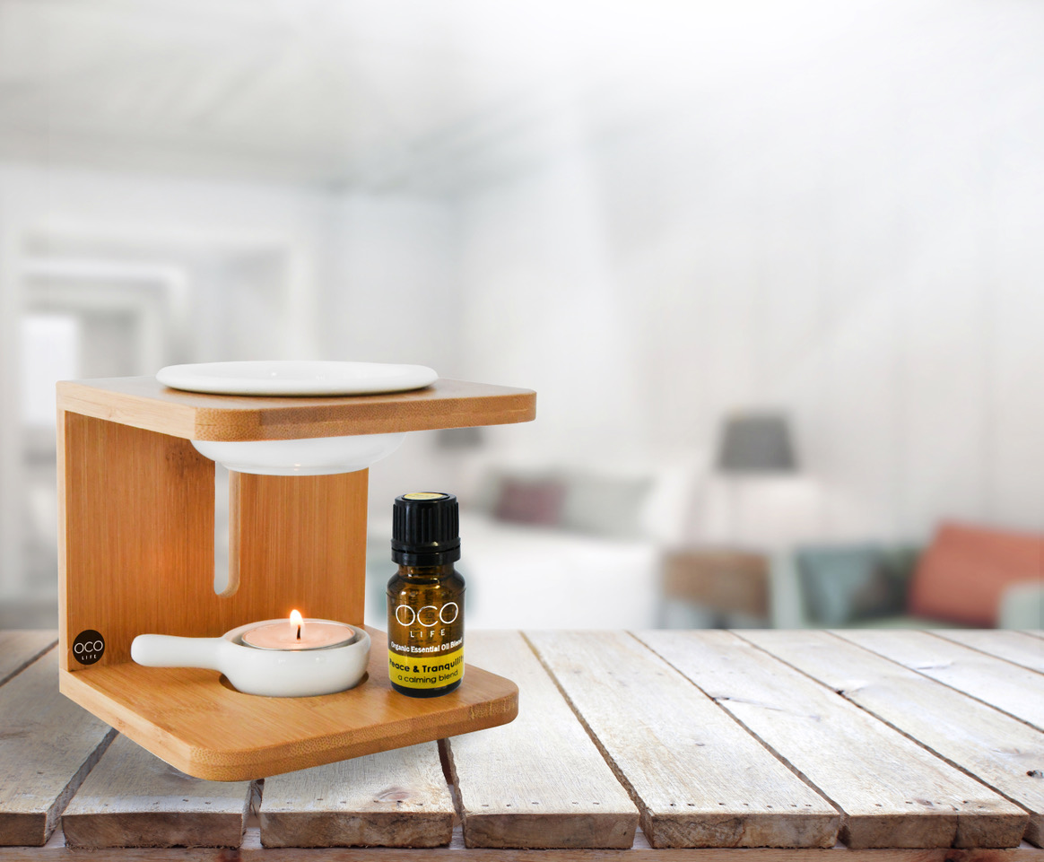 OCO Life Bamboo Oil and Wax Melt Aroma Burner with Oil blend - Image 2
