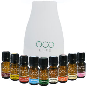 White OCO Life Ultrasonic Diffuser 120ml with complete range of 9 best Selling Oils