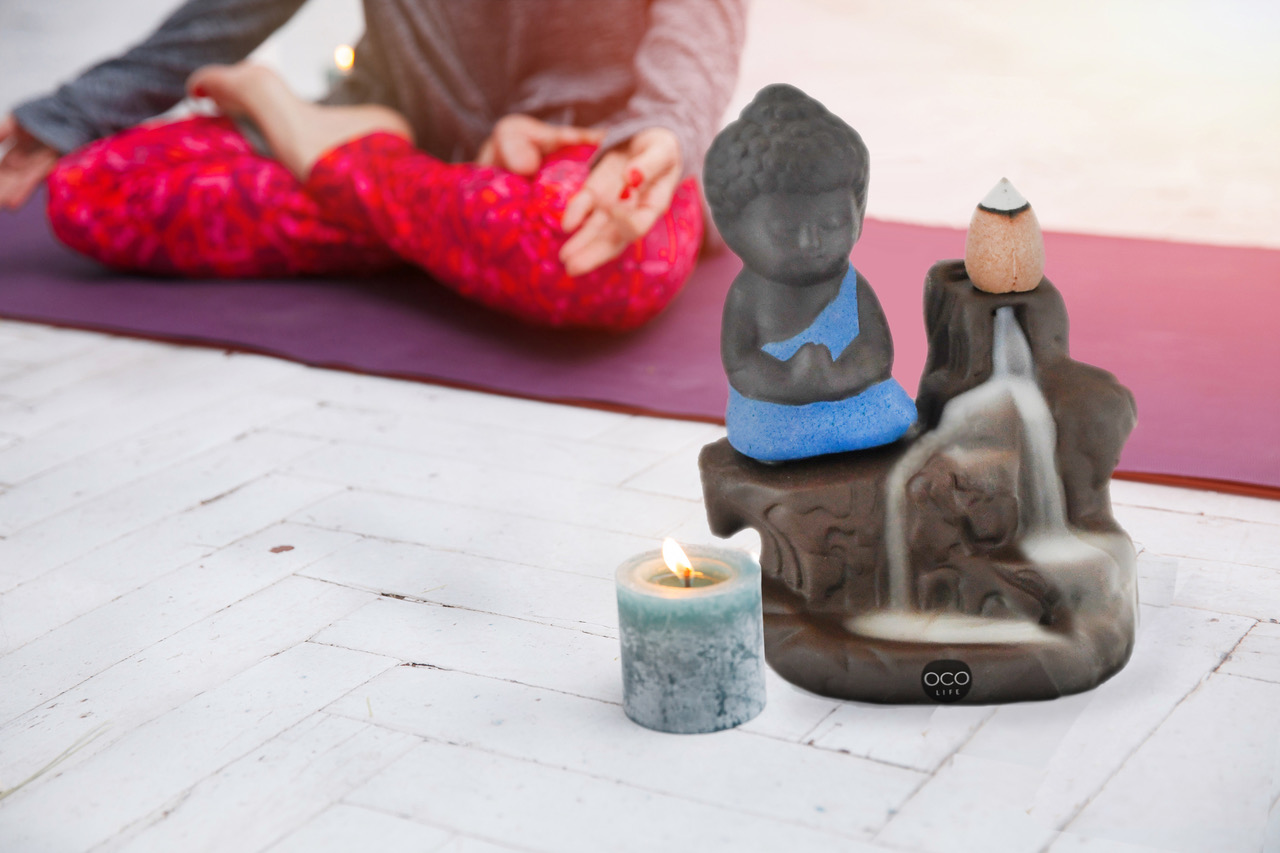 OCO Life Ceramic Buddha Incense Burner with Backflow Incense Cones and Sticks - Image 4