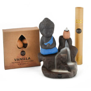 OCO Life Ceramic Buddha Incense Burner with Backflow Incense Cones and Sticks