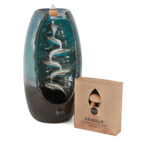 OCO Life Original Handcrafted Ceramic Mountain Waterfall Burner with Backflow Incense Cones