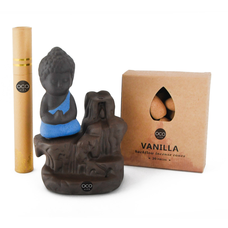 OCO Life Ceramic Buddha Incense Burner with Backflow Incense Cones and Sticks - Image 5